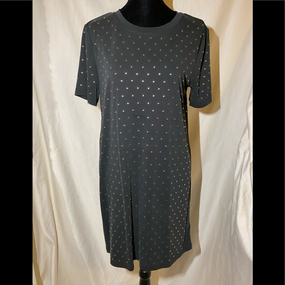 Black riveted shift dress